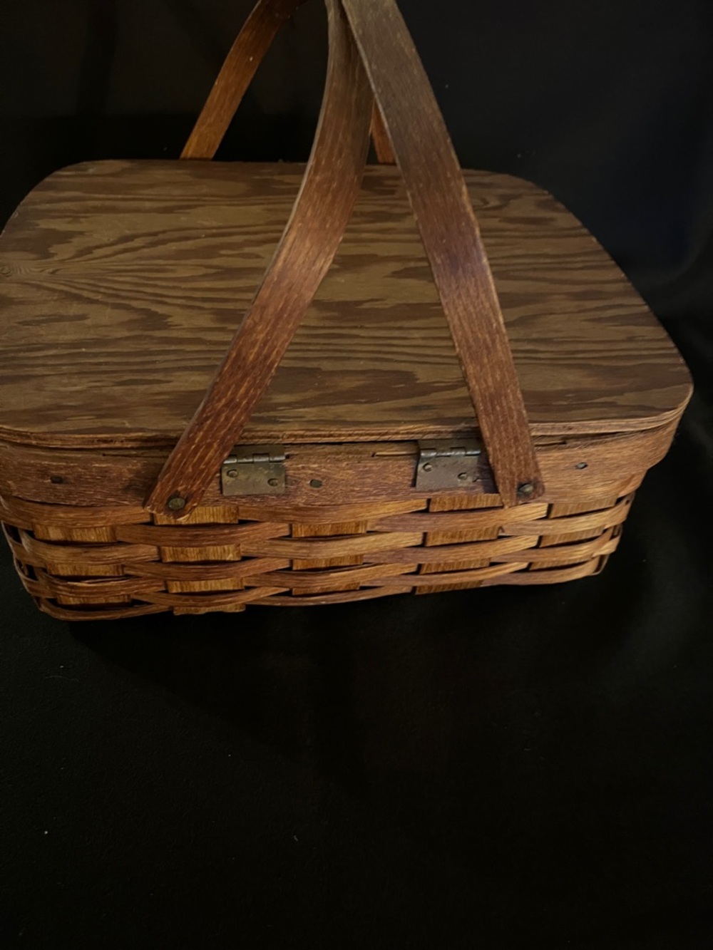 Antique Splitwood Pie Basket / Picnic Basket - Picture 7 of 11